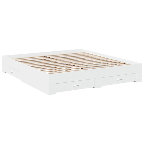 vidaXL Bed Frame with Drawers without Mattress White 200x200 cm