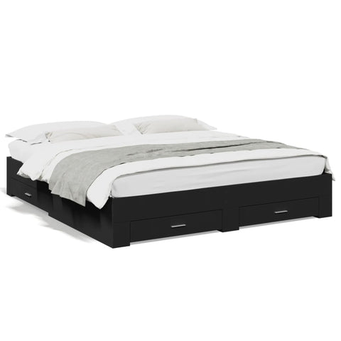 vidaXL Bed Frame with Drawers without Mattress Black 200x200 cm