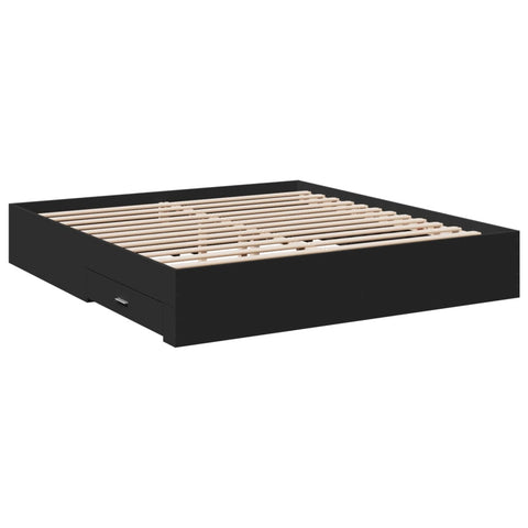 vidaXL Bed Frame with Drawers without Mattress Black 200x200 cm