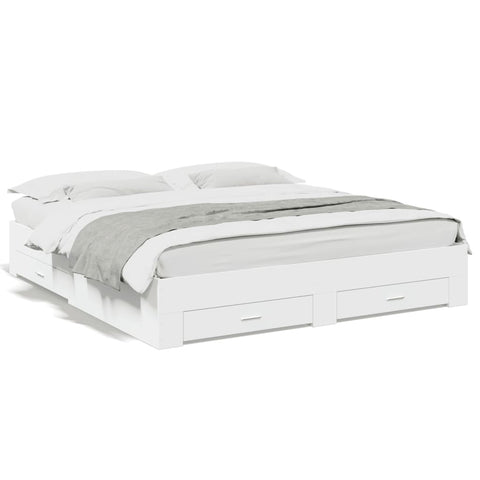 vidaXL Bed Frame with Drawers without Mattress White 180x200 cm Super King