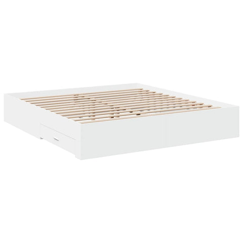 vidaXL Bed Frame with Drawers without Mattress White 180x200 cm Super King