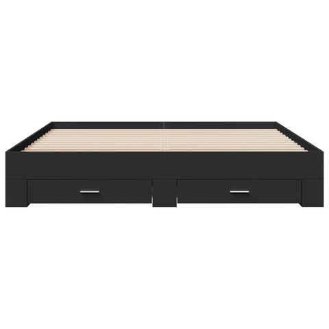 vidaXL Bed Frame with Drawers without Mattress Black 180x200 cm Super King