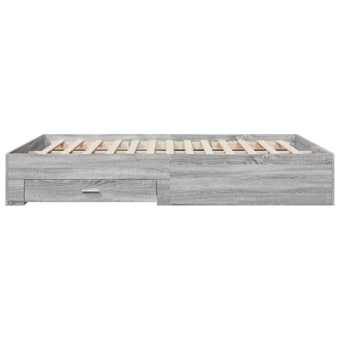 vidaXL Bed Frame with Drawers without Mattress Grey Sonoma 150x200 cm King Size