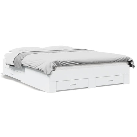 vidaXL Bed Frame with Drawers without Mattress White 140x200 cm