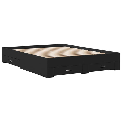 vidaXL Bed Frame with Drawers without Mattress Black 140x200 cm