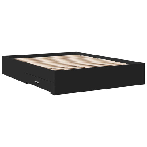 vidaXL Bed Frame with Drawers without Mattress Black 140x200 cm
