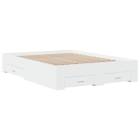 vidaXL Bed Frame with Drawers without Mattress White 140x190 cm