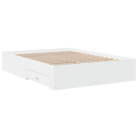 vidaXL Bed Frame with Drawers without Mattress White 140x190 cm