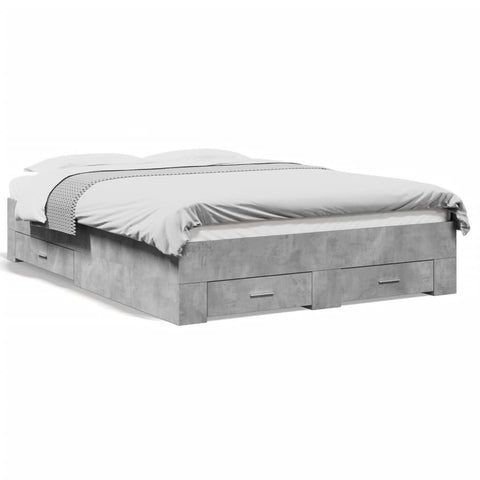 vidaXL Bed Frame with Drawers without Mattress Concrete Grey 140x190 cm
