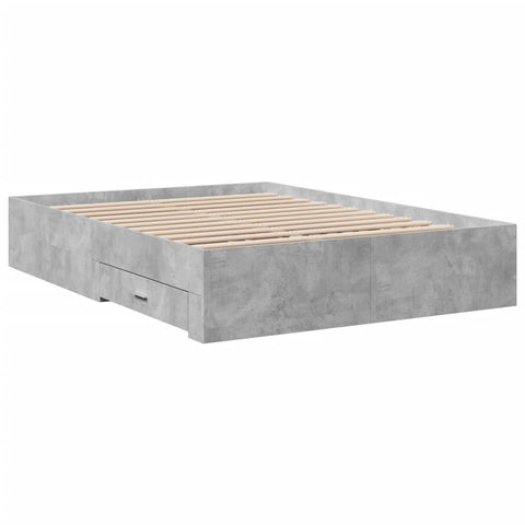 vidaXL Bed Frame with Drawers without Mattress Concrete Grey 140x190 cm