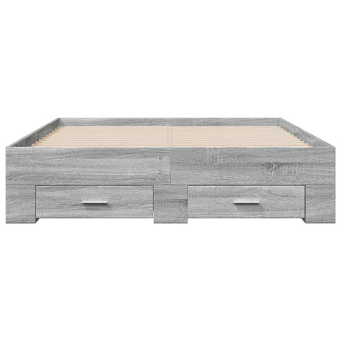 vidaXL Bed Frame with Drawers without Mattress Grey Sonoma 140x190 cm