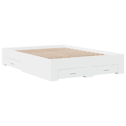 vidaXL Bed Frame with Drawers without Mattress White 135x190 cm Double