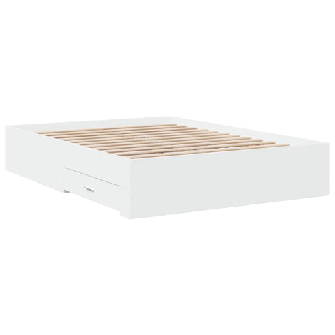 vidaXL Bed Frame with Drawers without Mattress White 135x190 cm Double