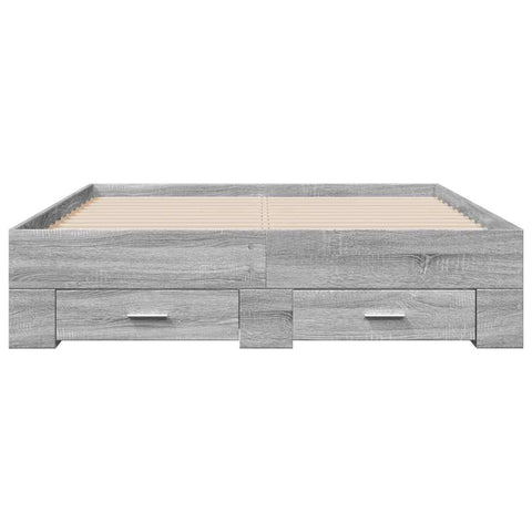 vidaXL Bed Frame with Drawers without Mattress Grey Sonoma 135x190 cm Double