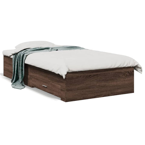 vidaXL Bed Frame with Drawers without Mattress Brown Oak 90x200 cm