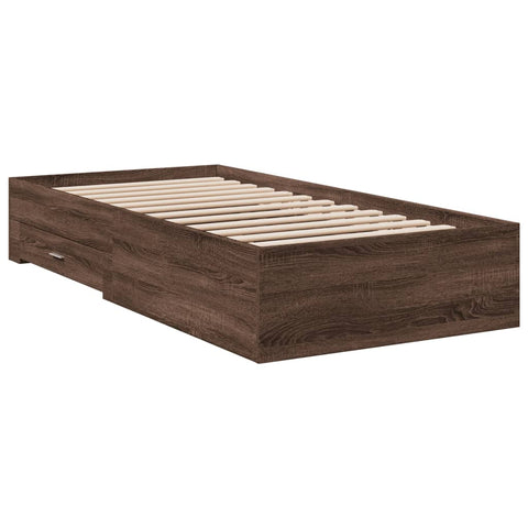 vidaXL Bed Frame with Drawers without Mattress Brown Oak 90x200 cm