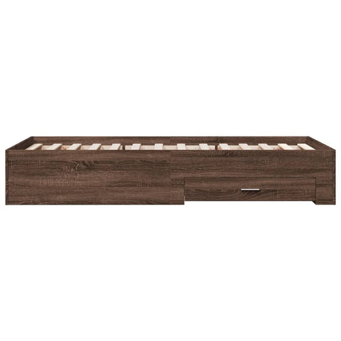 vidaXL Bed Frame with Drawers without Mattress Brown Oak 90x200 cm