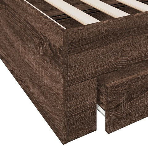 vidaXL Bed Frame with Drawers without Mattress Brown Oak 90x200 cm