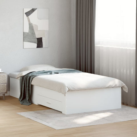 vidaXL Bed Frame with Drawers without Mattress White 75x190 cm Small Single