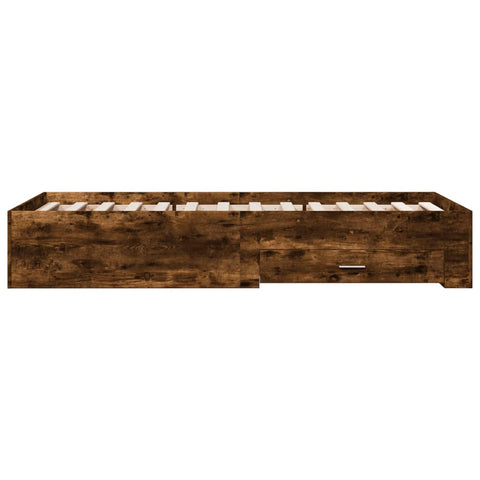 vidaXL Bed Frame with Drawers without Mattress Smoked Oak 75x190 cm Small Single