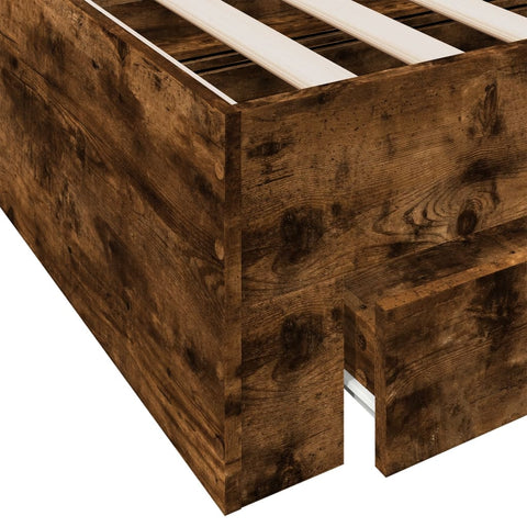 vidaXL Bed Frame with Drawers without Mattress Smoked Oak 75x190 cm Small Single