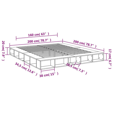vidaXL Bed Frame without Mattress White 200x200 cm