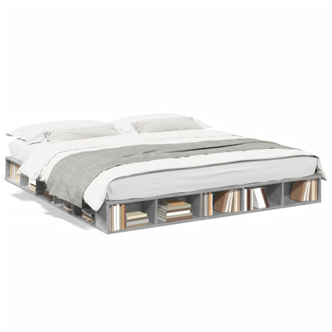 vidaXL Bed Frame without Mattress Concrete Grey 200x200 cm