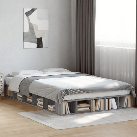 vidaXL Bed Frame without Mattress Grey Sonoma 140x190 cm