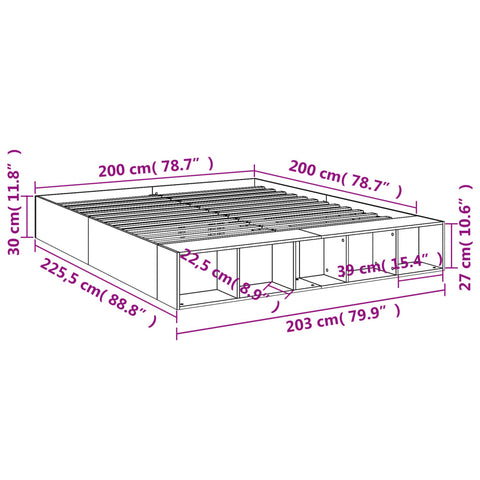 vidaXL Bed Frame without Mattress Sonoma Oak 200x200 cm