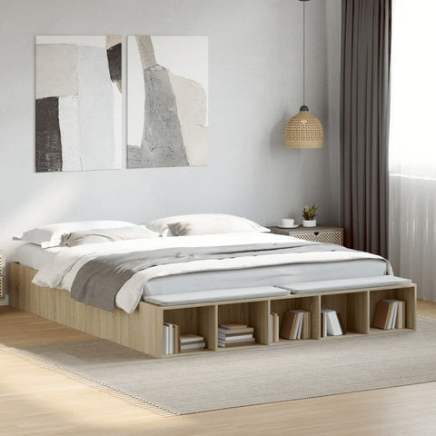vidaXL Bed Frame without Mattress Sonoma Oak 200x200 cm
