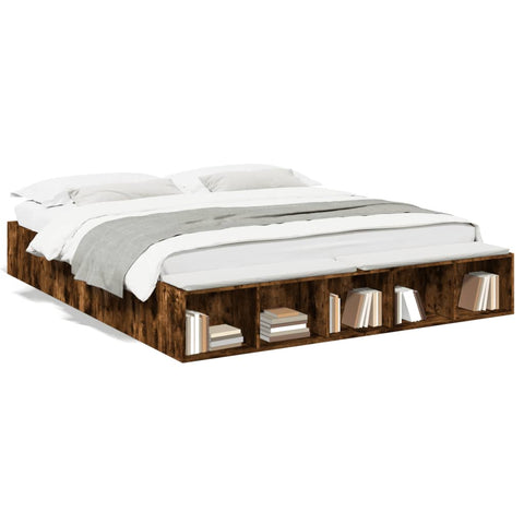 vidaXL Bed Frame without Mattress Smoked Oak 200x200 cm