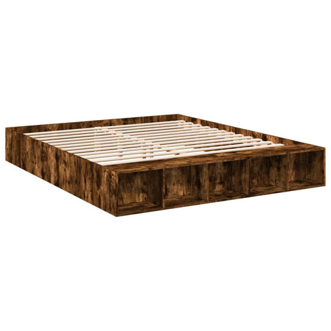 vidaXL Bed Frame without Mattress Smoked Oak 200x200 cm