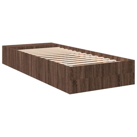 vidaXL Bed Frame without Mattress Brown Oak 75x190 cm Small Single