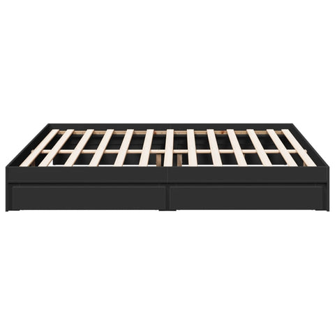 vidaXL Bed Frame with Drawers without Mattress Black 180x200 cm Super King