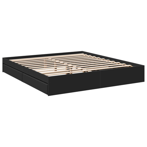 vidaXL Bed Frame with Drawers without Mattress Black 180x200 cm Super King