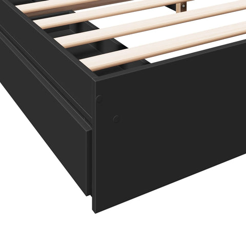vidaXL Bed Frame with Drawers without Mattress Black 180x200 cm Super King