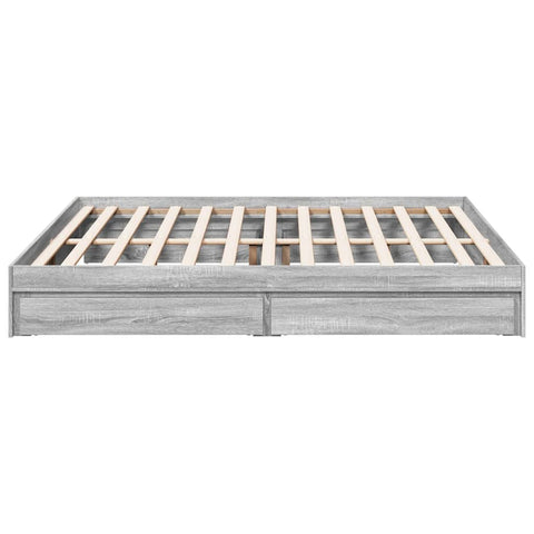 vidaXL Bed Frame with Drawers without Mattress Grey Sonoma 180x200 cm Super King