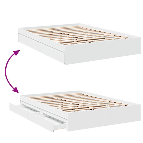 vidaXL Bed Frame with Drawers without Mattress White 160x200 cm