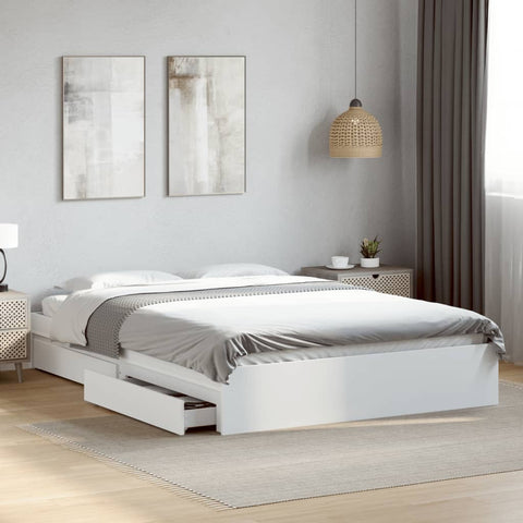 vidaXL Bed Frame with Drawers without Mattress White 160x200 cm