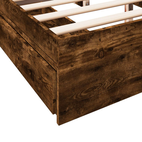 vidaXL Bed Frame with Drawers without Mattress Smoked Oak 160x200 cm