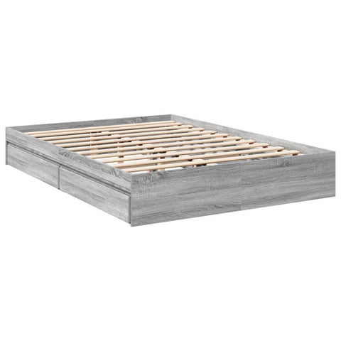 vidaXL Bed Frame with Drawers without Mattress Grey Sonoma 150x200 cm King Size