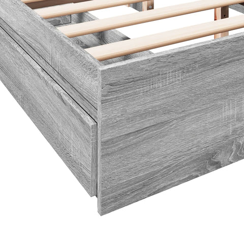 vidaXL Bed Frame with Drawers without Mattress Grey Sonoma 150x200 cm King Size