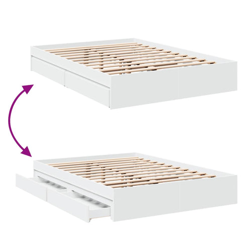 vidaXL Bed Frame with Drawers without Mattress White 120x200 cm