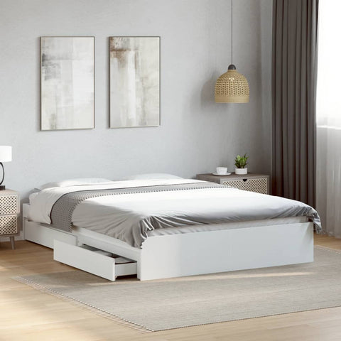 vidaXL Bed Frame with Drawers without Mattress White 120x200 cm