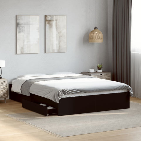 vidaXL Bed Frame with Drawers without Mattress Black 120x200 cm
