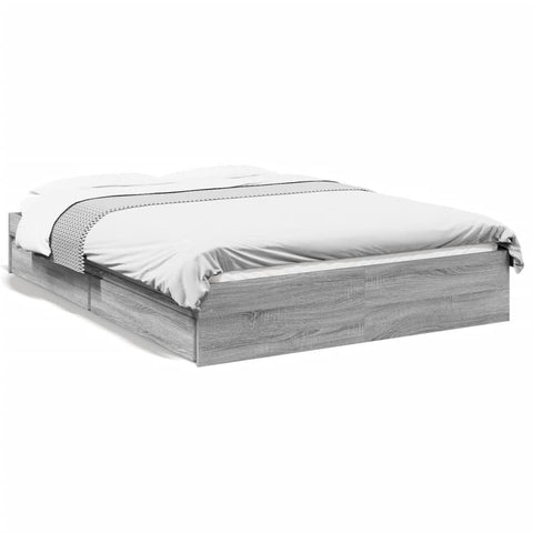 vidaXL Bed Frame with Drawers without Mattress Grey Sonoma 120x200 cm