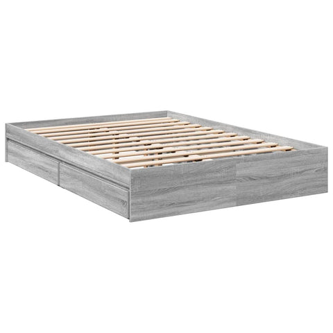 vidaXL Bed Frame with Drawers without Mattress Grey Sonoma 120x200 cm