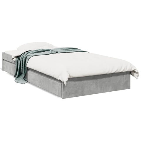 vidaXL Bed Frame with Drawers without Mattress Concrete Grey 100x200 cm