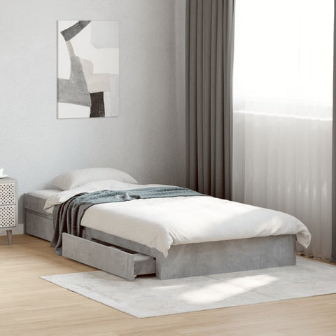 vidaXL Bed Frame with Drawers without Mattress Concrete Grey 100x200 cm