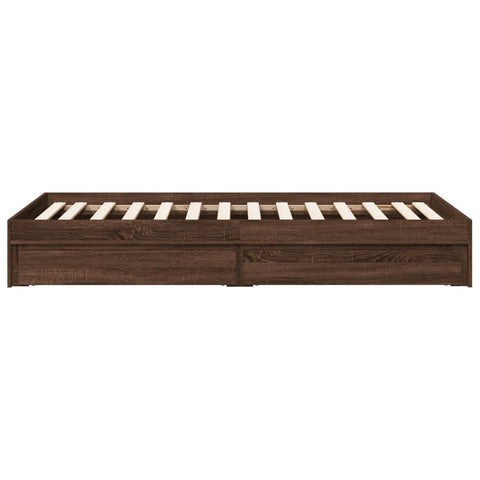 vidaXL Bed Frame with Drawers without Mattress Brown Oak 90x200 cm